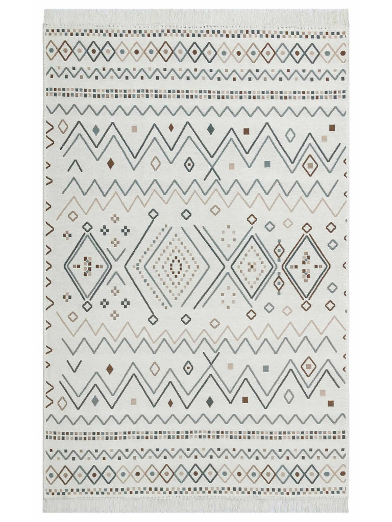 Maya 100% Natural Cotton Washable Double Sided Living Room Kitchen Hallway Modern Rug 05BEIGEBLU