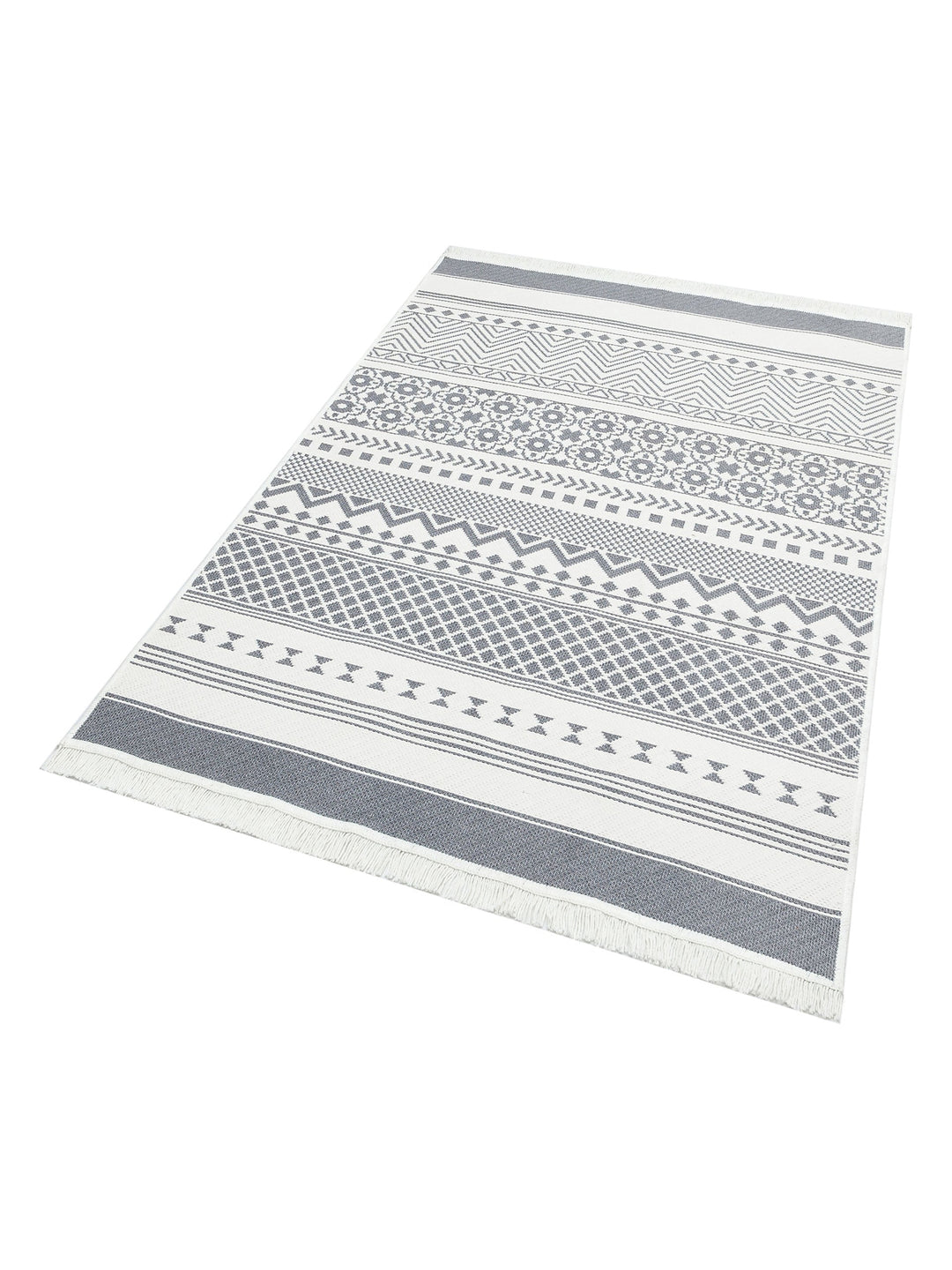 Maya %100 Naturel Pamuk Yıkanabilir Çift Taraflı Oturma Odası Mutfak Koridor Modern Kilim 07 GREY - Carpetdocia