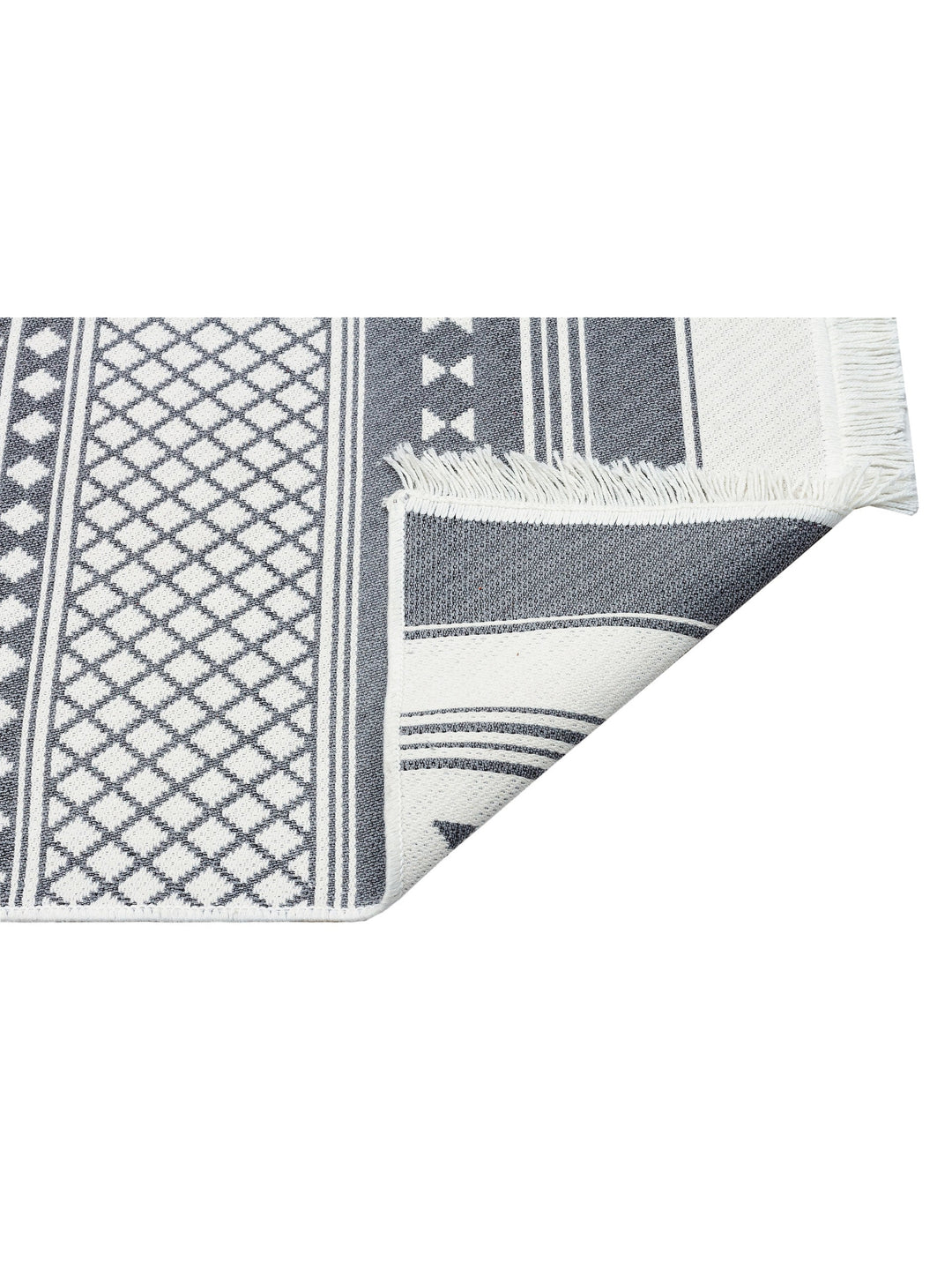 Maya %100 Naturel Pamuk Yıkanabilir Çift Taraflı Oturma Odası Mutfak Koridor Modern Kilim 07 GREY - Carpetdocia