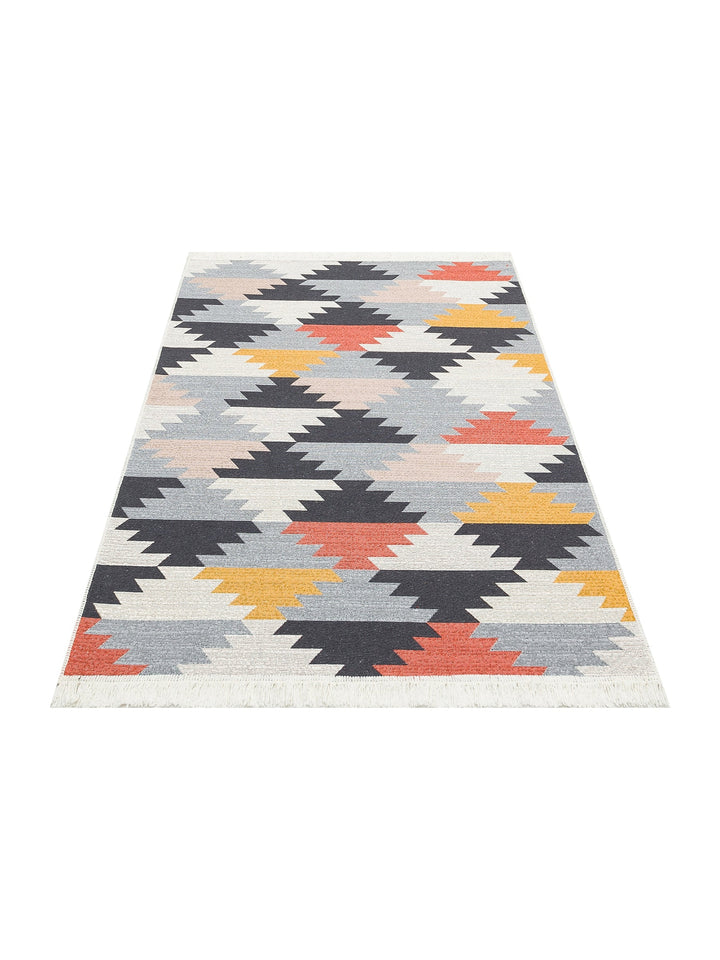 Maya %100 Naturel Pamuk Yıkanabilir Çift Taraflı Oturma Odası Mutfak Koridor Modern Kilim 20 MULTY - Carpetdocia