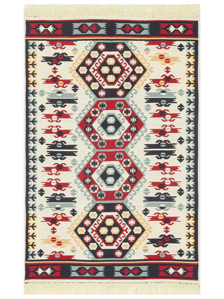 Maya %100 Naturel Pamuk Yıkanabilir Çift Taraflı Oturma Odası Mutfak Koridor Modern Kilim 30 RED - Carpetdocia