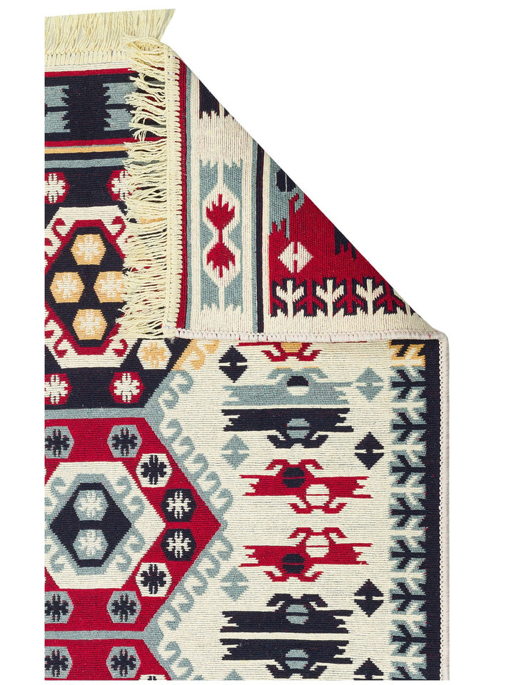 Maya %100 Naturel Pamuk Yıkanabilir Çift Taraflı Oturma Odası Mutfak Koridor Modern Kilim 30 RED - Carpetdocia