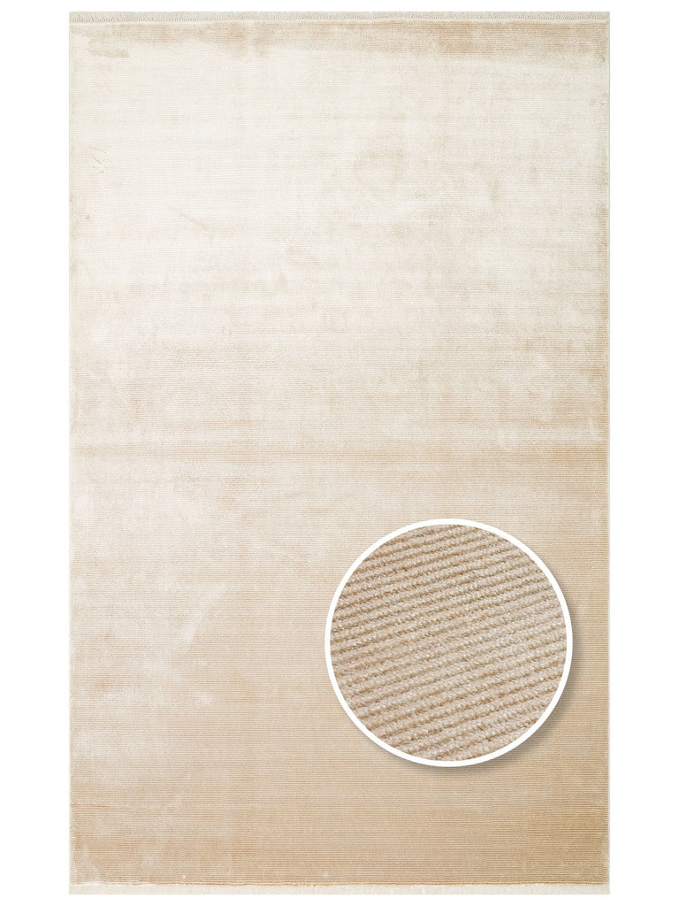 Montenegro Viscose Blend Plain Patterned Tight Weave Living Room Hall Hallway Modern Carpet 01 BEIGE