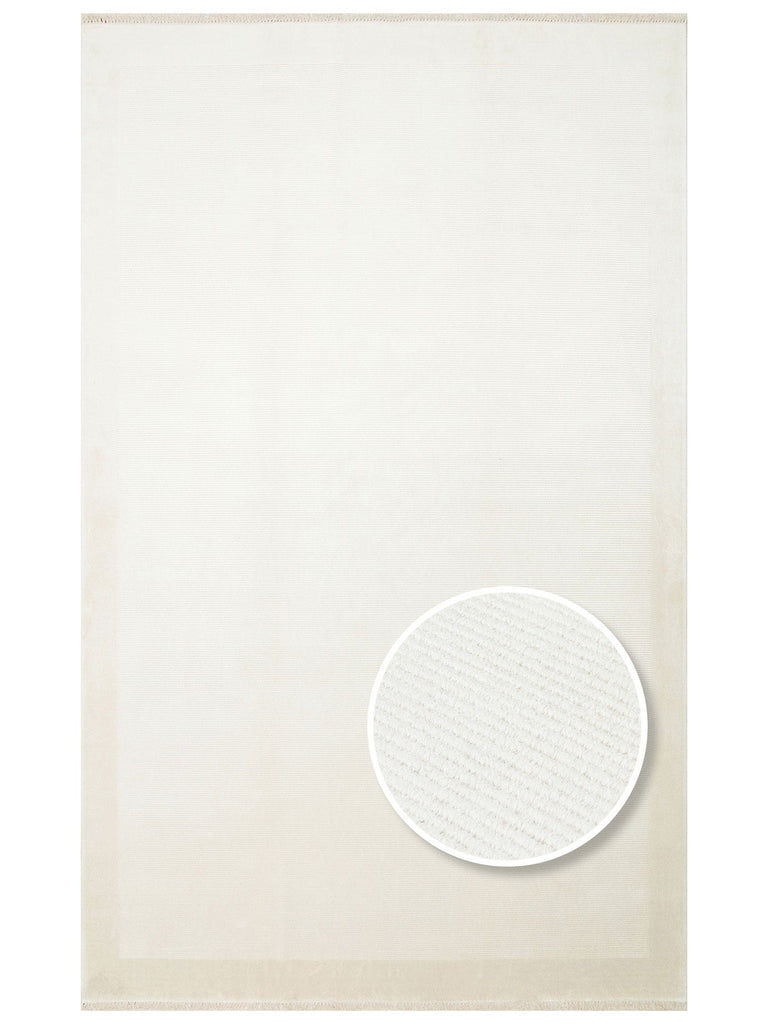 Montenegro Viscose Blend Plain Patterned Tight Weave Living Room Hall Hallway Modern Carpet 02 CREAM
