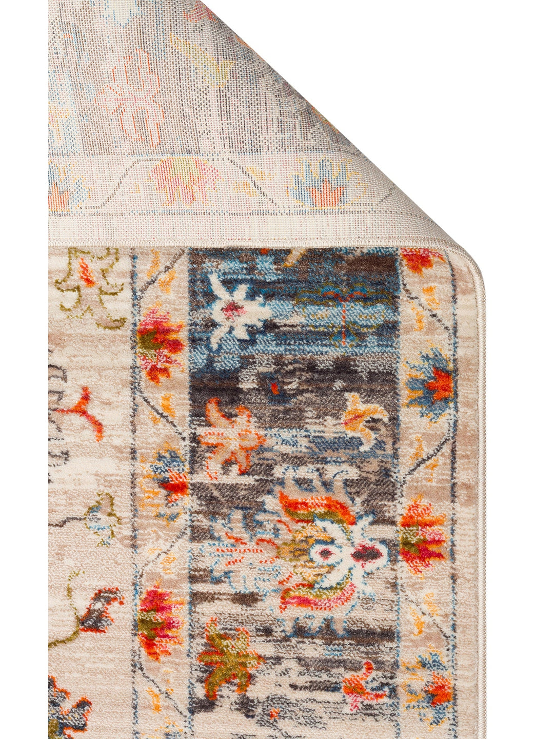 Nil Serisi Etnik ve Modern Desenli Renkli Saçaklı Oturma Odası Mutfak Halı 19 BEIGE MULTY - Carpetdocia
