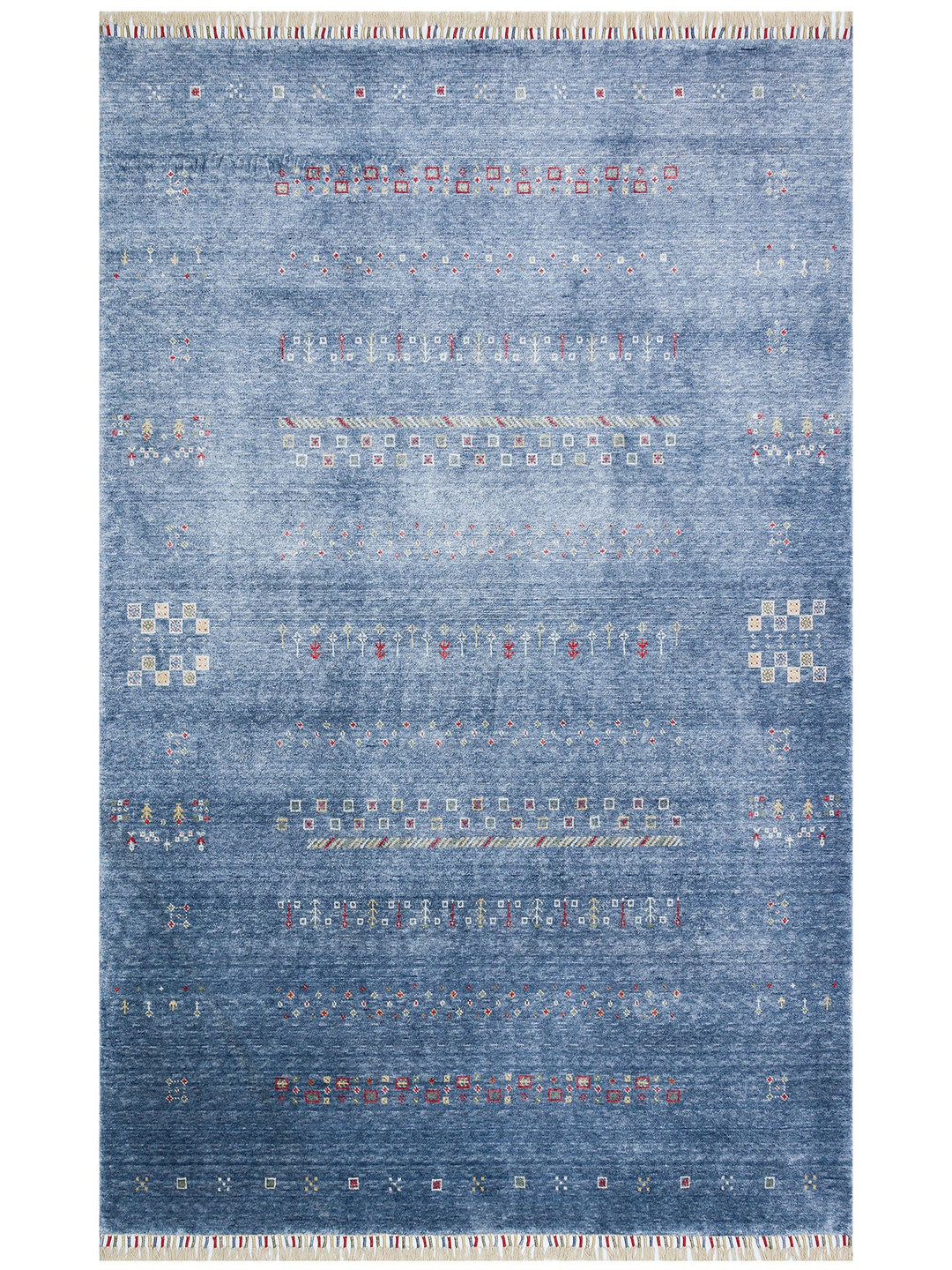 Oushak Carnaval %100 Naturel Kolay Temizlenir El Emeğiyle Üretilen Tensel Modern Uşak Halısı 06 BLUE - Carpetdocia