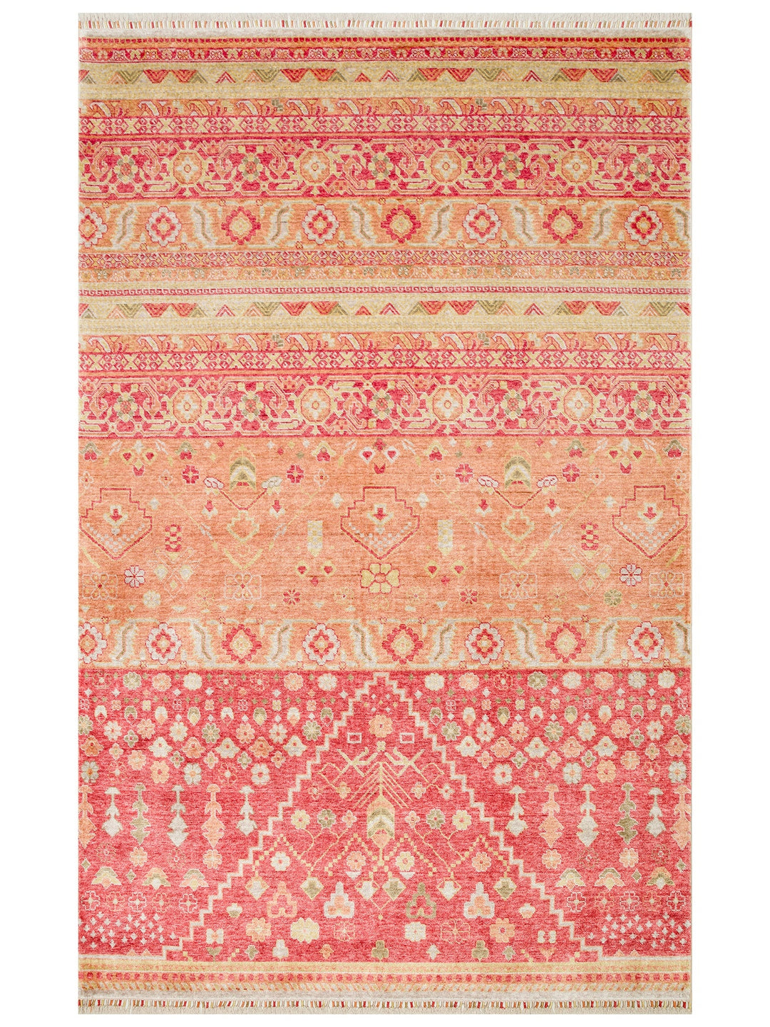 Oushak Carnaval %100 Naturel Kolay Temizlenir El Emeğiyle Üretilen Tensel Modern Uşak Halısı 17 RED - Carpetdocia
