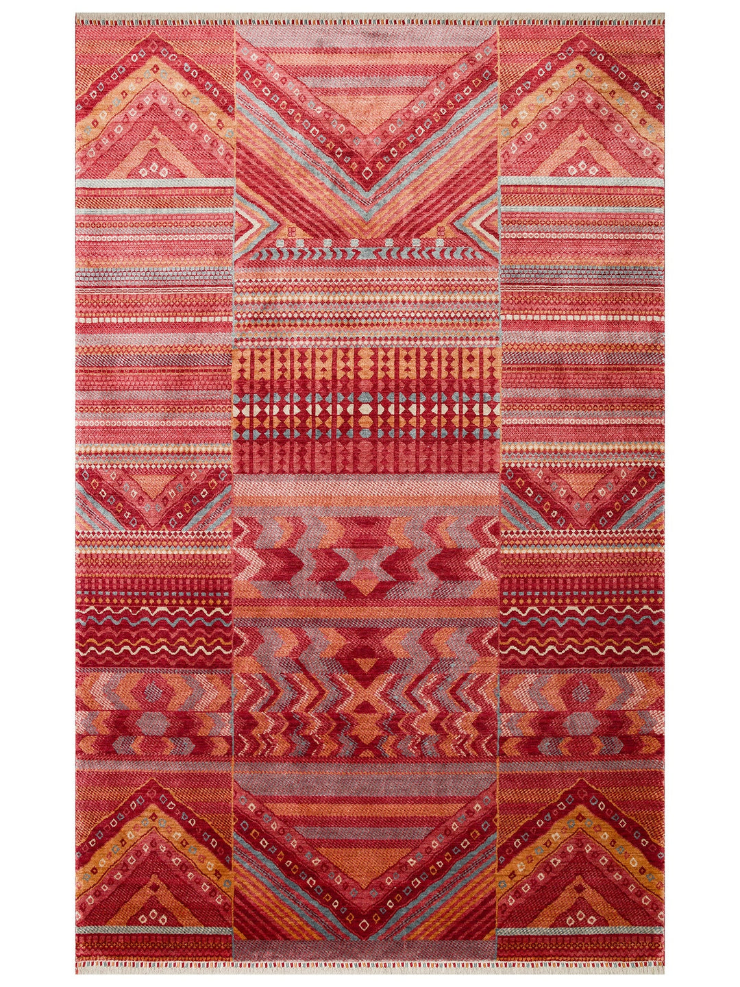 Oushak Carnaval %100 Naturel Kolay Temizlenir El Emeğiyle Üretilen Tensel Modern Uşak Halısı 18 REDM - Carpetdocia