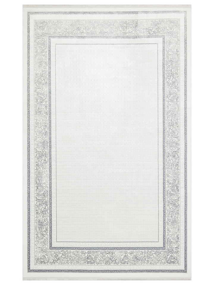 Smooth Yıkanabilir Kaymaz Parlak Oturma Odası Salon Koridor İnce Dokuma Modern Halı 102 GREY XW - Carpetdocia