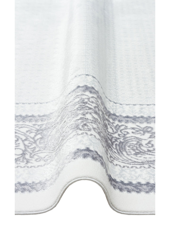 Smooth Yıkanabilir Kaymaz Parlak Oturma Odası Salon Koridor İnce Dokuma Modern Halı 102 GREY XW - Carpetdocia