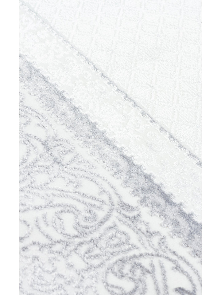 Smooth Yıkanabilir Kaymaz Parlak Oturma Odası Salon Koridor İnce Dokuma Modern Halı 102 GREY XW - Carpetdocia