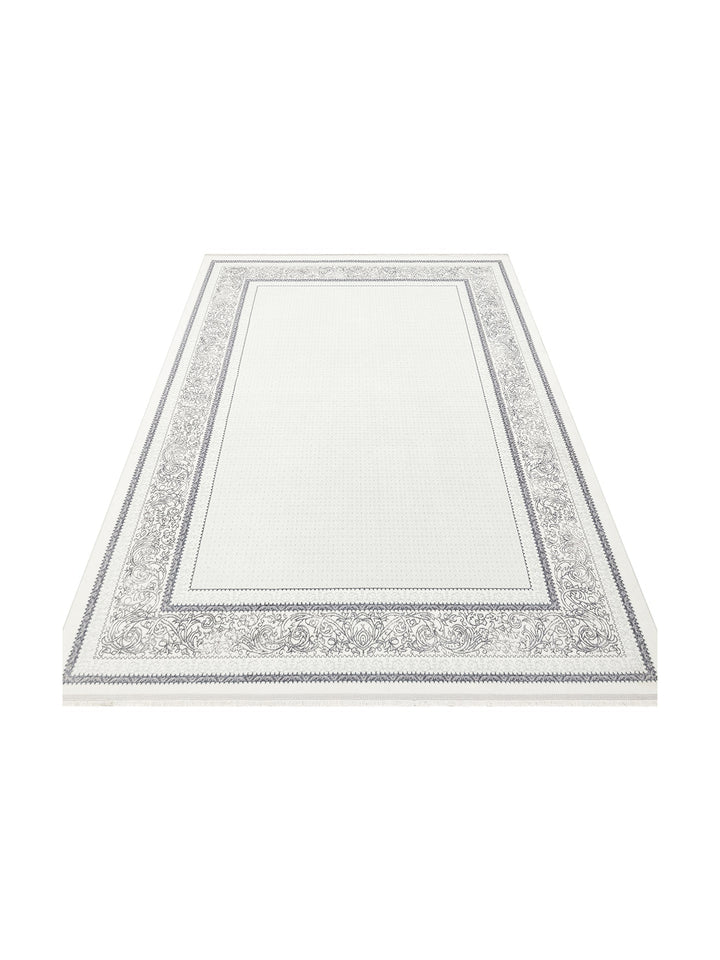 Smooth Yıkanabilir Kaymaz Parlak Oturma Odası Salon Koridor İnce Dokuma Modern Halı 102 GREY XW - Carpetdocia