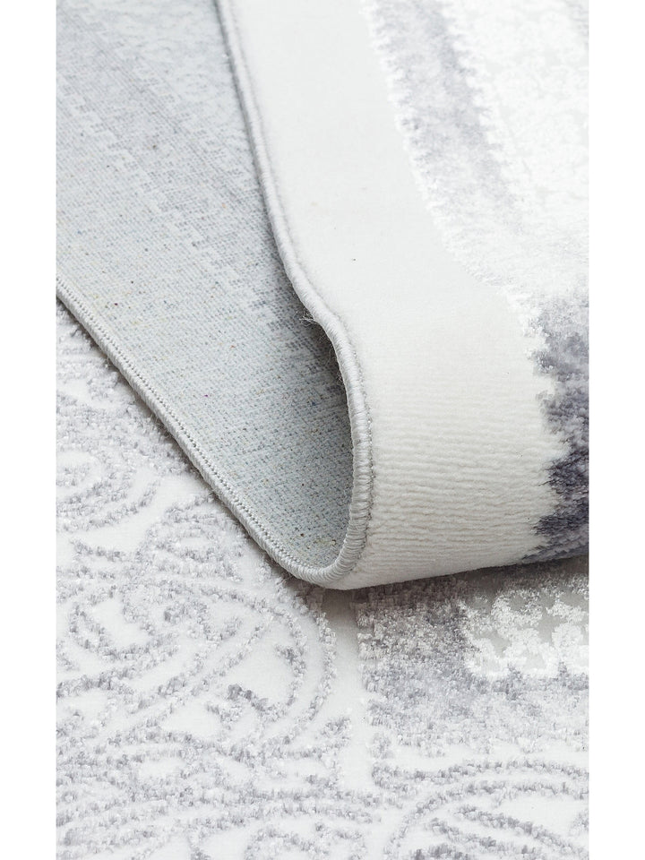 Smooth Yıkanabilir Kaymaz Parlak Oturma Odası Salon Koridor İnce Dokuma Modern Halı 102 GREY XW - Carpetdocia