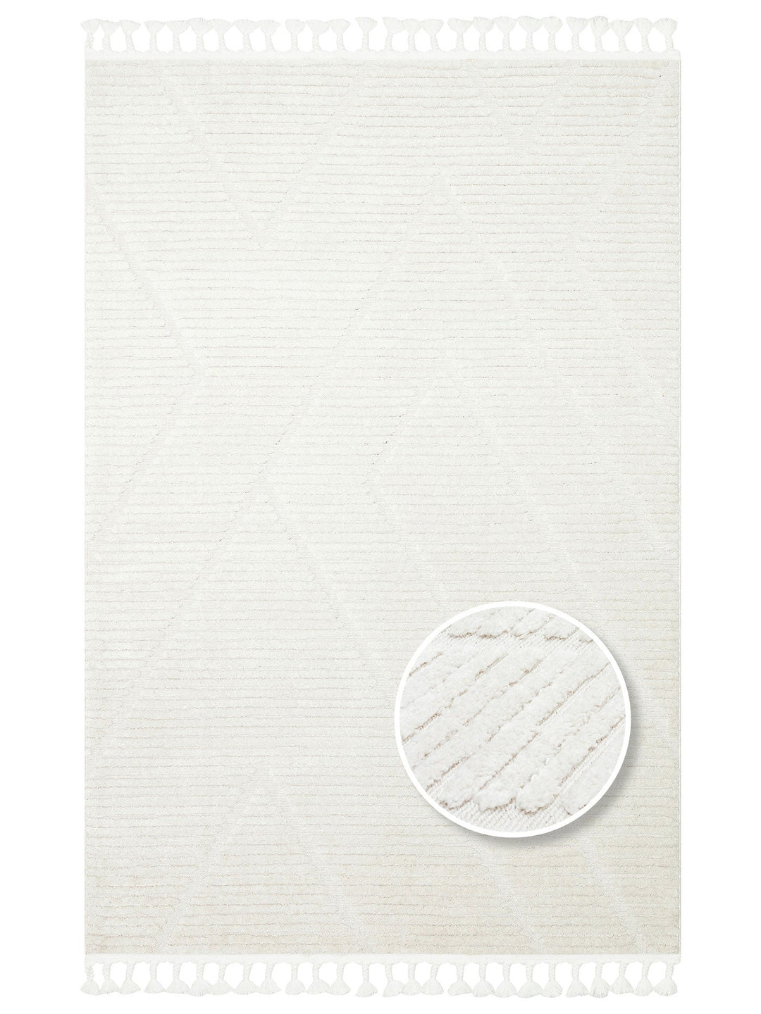 Tabasco Serisi Etnik Desenli Oturma Odası Salon Koridor Modern İskindinav Halı 08 WHITE - Carpetdocia