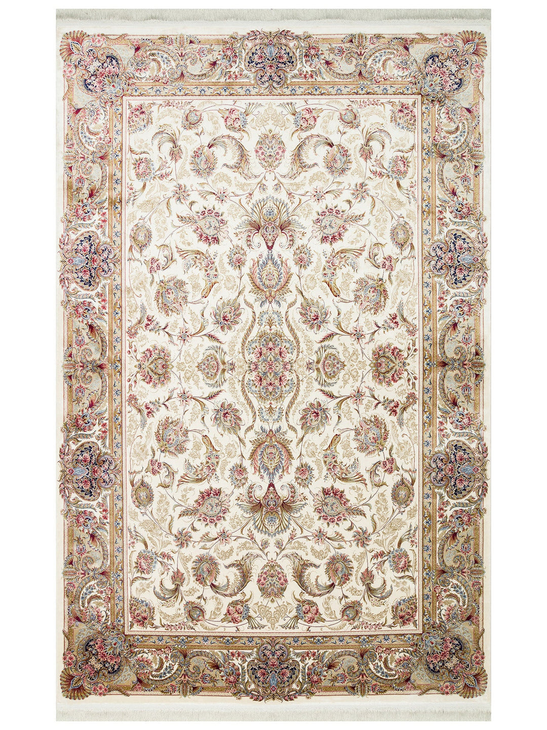 Topkapı Serisi Yüksek Kalite Sık Dokuma Klasik Desenli Özel Işıltılı Salon Halısı 01 CREAM - Carpetdocia