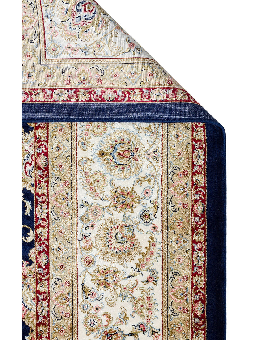 Topkapı Serisi Yüksek Kalite Sık Dokuma Klasik Desenli Özel Işıltılı Salon Halısı 03 NAVY CREAM - Carpetdocia