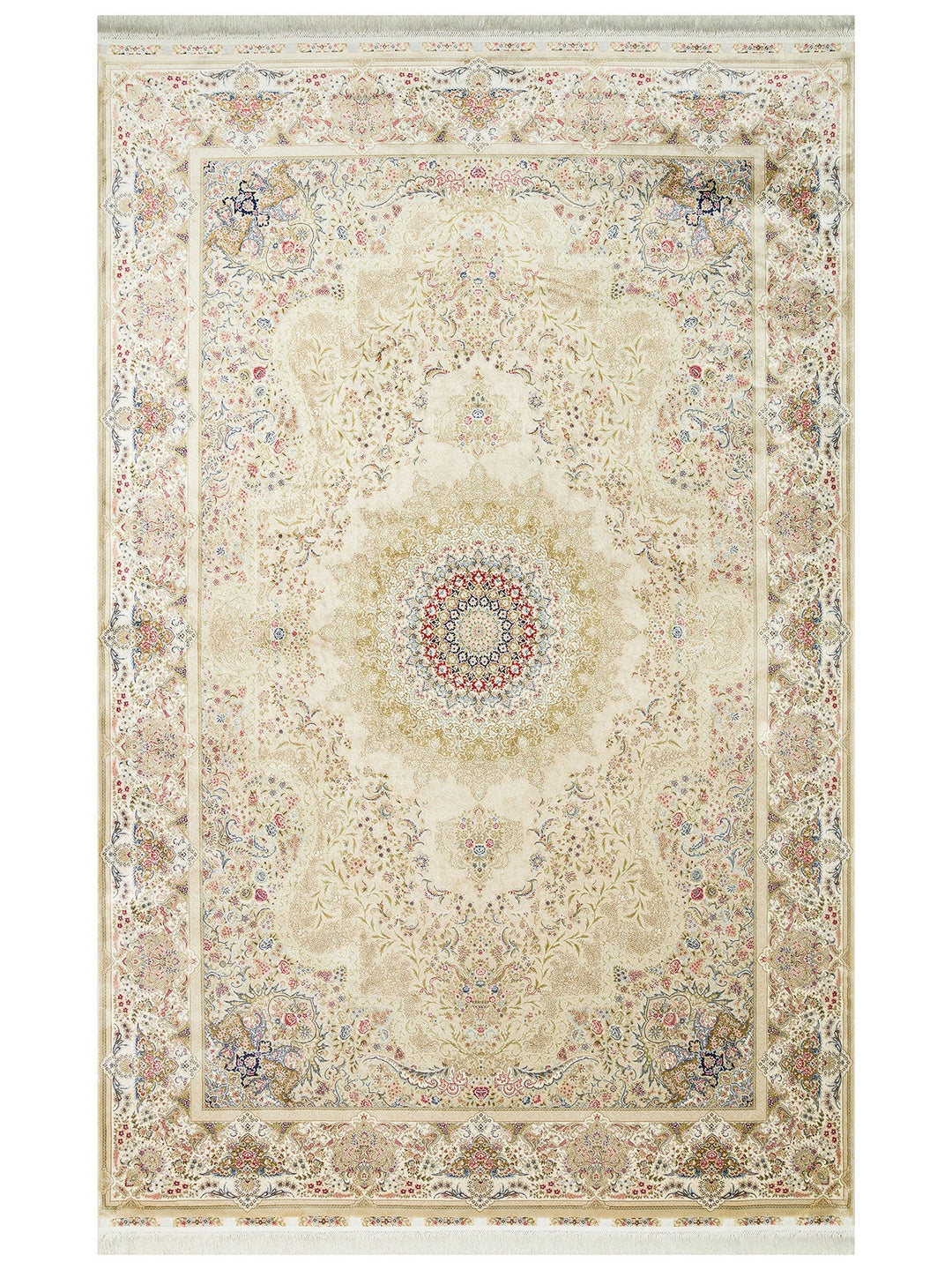 Topkapı Serisi Yüksek Kalite Sık Dokuma Klasik Desenli Özel Işıltılı Salon Halısı 06 CREAM - Carpetdocia