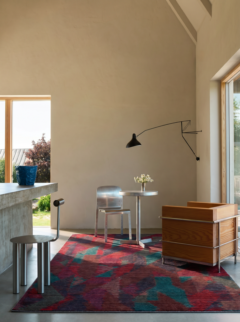 Tappeto a mano a telaio nero della serie Burj, realizzato al 100% in modo naturale con TENCEL™ 02 BERRY