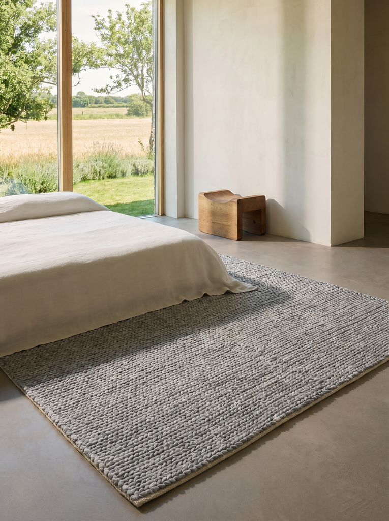 Woolstar 100% Natural Kazak Pattern Living Room Hallway Entrance Handwoven Knitted Carpet GREY
