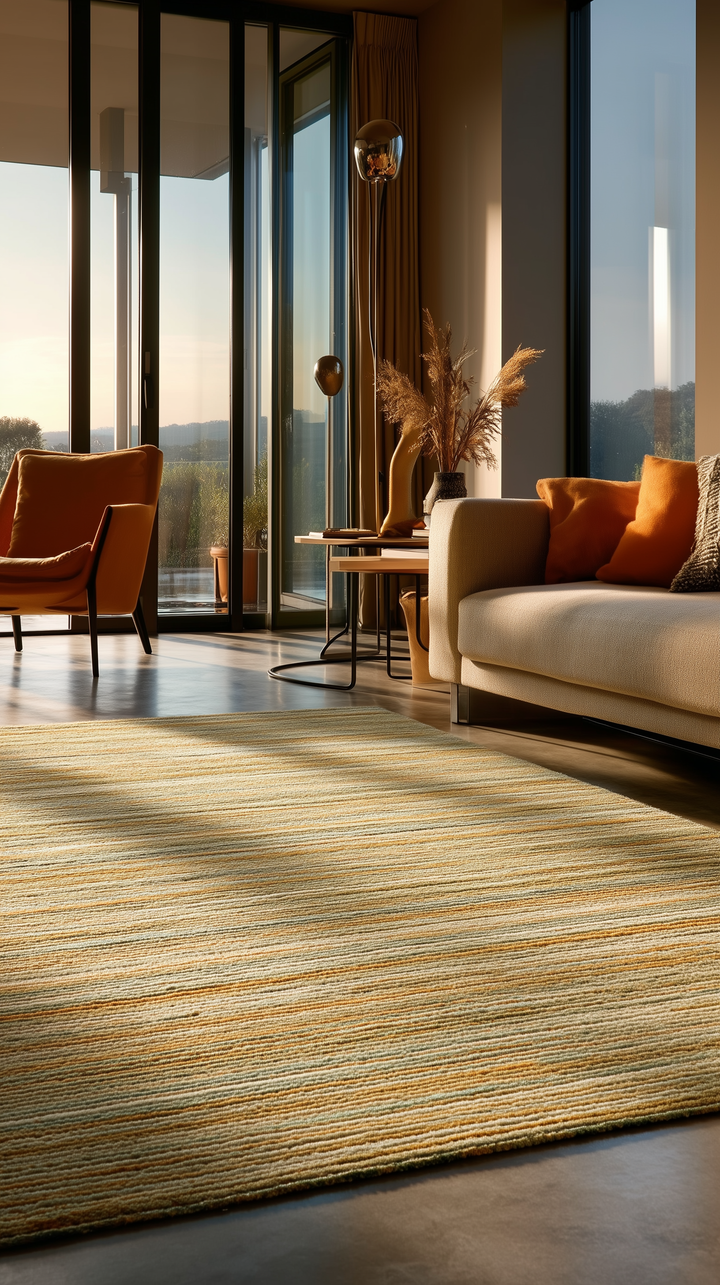 Helsinki Series 100% Natural Wool and Viscose Hand Woven Modern Scandinavian Living Room Carpet LIME