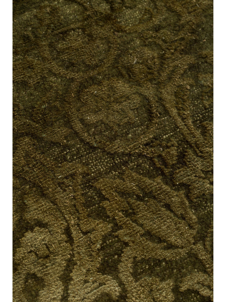 El dokuma Hindistan Jaipur halı Yanık Zeytin 196x297 cm doku yakın çekim detay