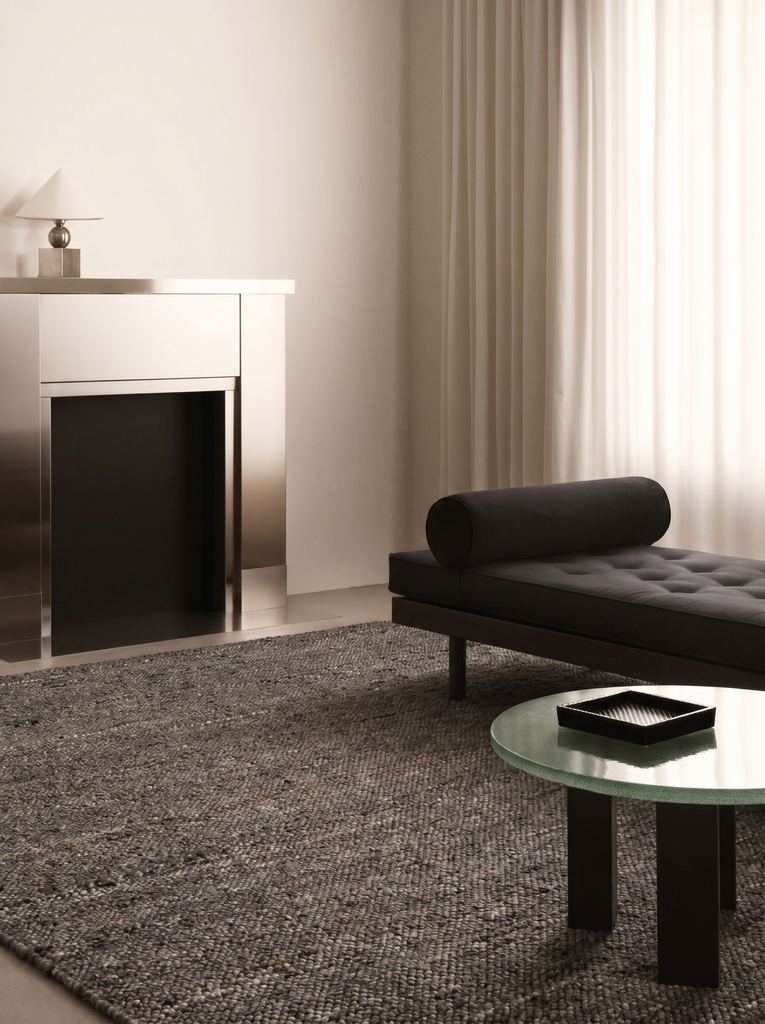 Tapis tissé à la main en mélange de laine, polyester et coton série Jakarta ANTRASIT