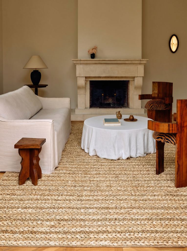 Knit Jute Handwoven Natural Jute Mat Carpet with Different Weave Texture 1152 NATURAL XW