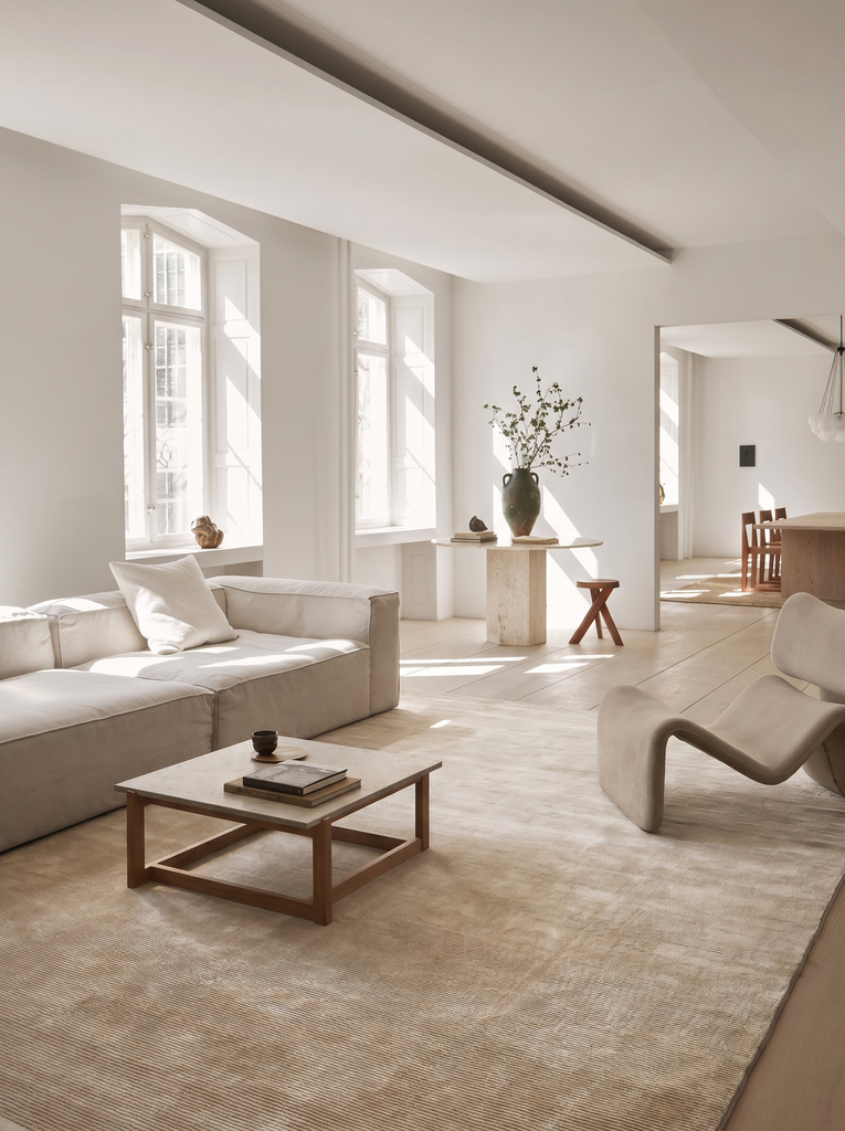 Tappeto moderno per soggiorno, corridoio e salotto Montenegro, tessuto fitto con motivo semplice in misto viscosa 01 BEIGE