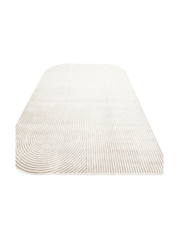 Monza Geometrik Desenli Yüksek Kalite Sık Dokuma Parlak Modern Salon Halısı 03 CREAM GREY - Carpetdocia