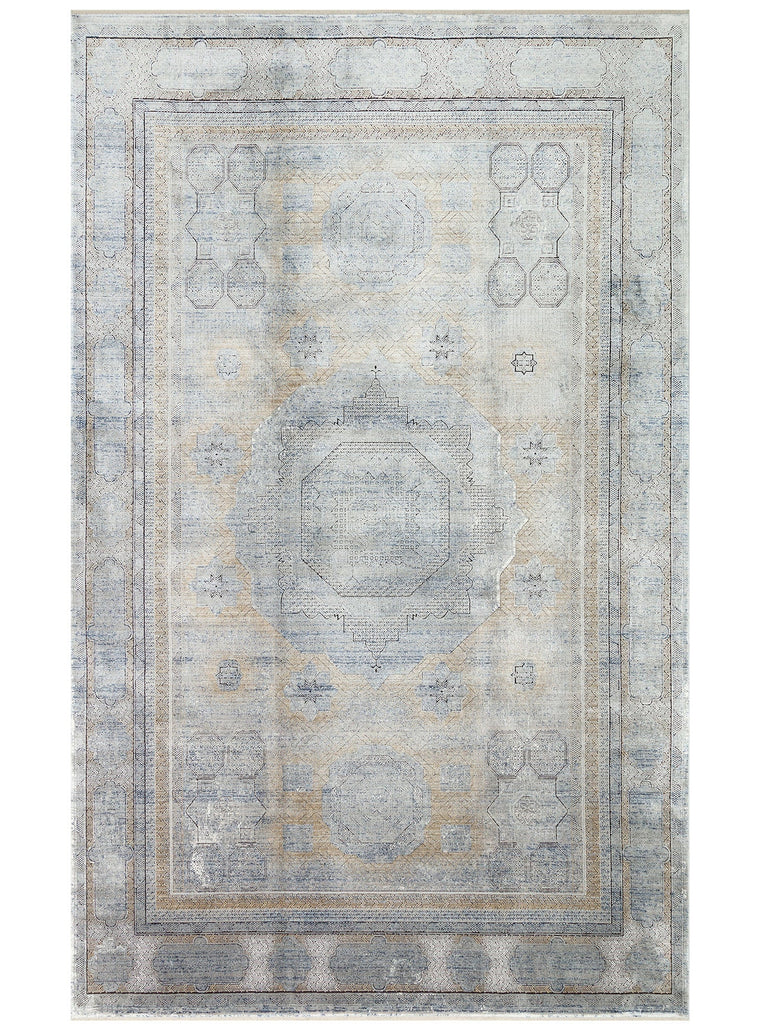 Mumbai Series Classic Patterned High Quality Dense Weave Shiny Living Room Rug 04 ANTHRACITE GOLD