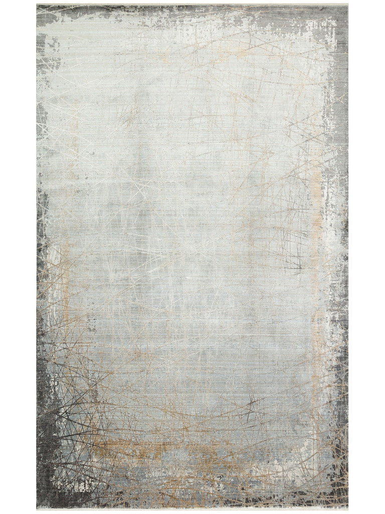 Mumbai Series Classic Patterned High Quality Dense Weave Shiny Living Room Rug 09 GREY GOLD