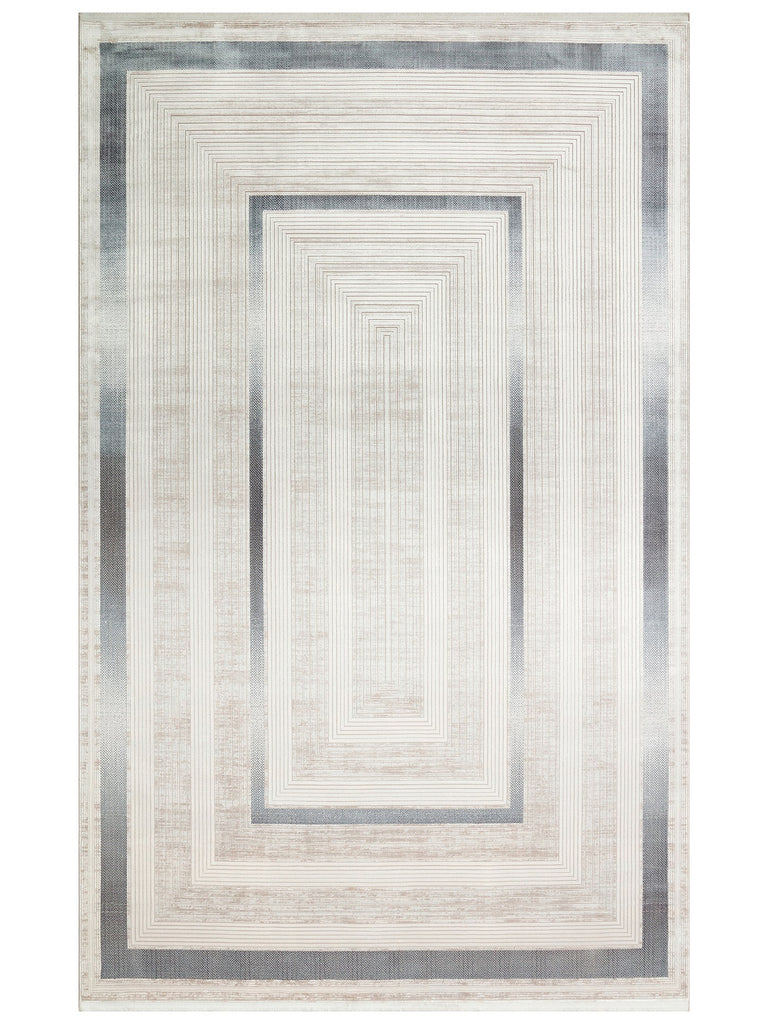 Mumbai Series Classic Patterned High Quality Dense Weave Shiny Living Room Rug 13 CREAM BLUE