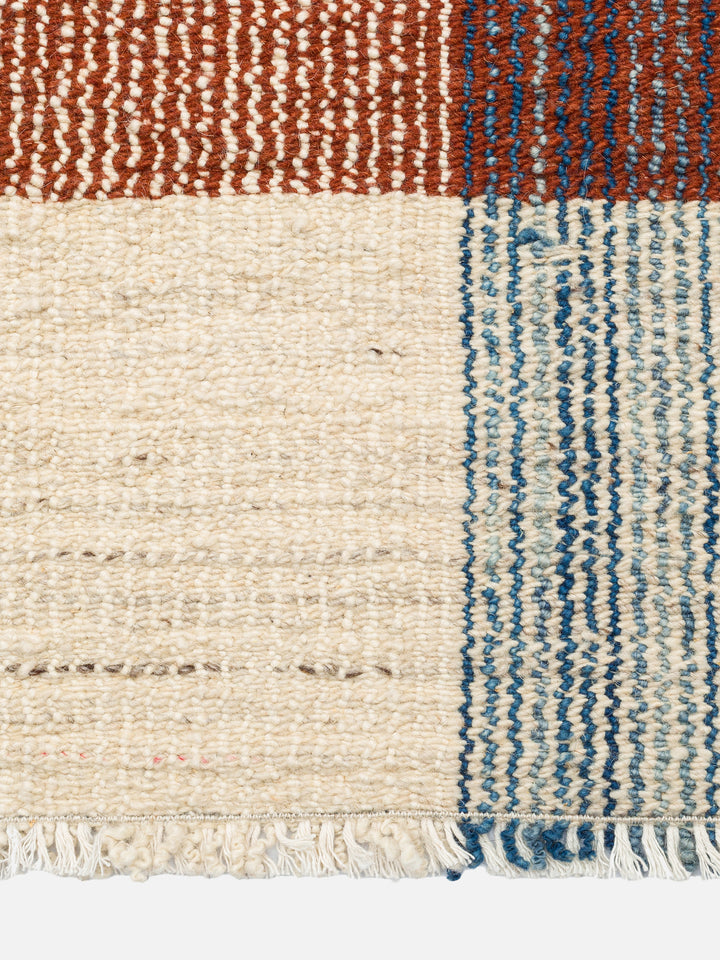 Oasis %100 Yün El Emeği ile Üretilen Kilim RUST saçak detayı
