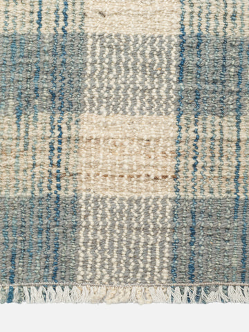 Oasis %100 Yün El Emeği ile Üretilen Kilim STONE BLUE saçak detayı