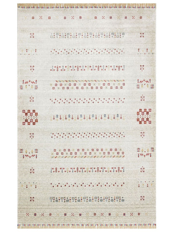 Oushak Carnaval %100 natürlich, leicht zu reinigen, handgefertigter TENCEL™ moderner Uşak-Teppich 06 BEIGE