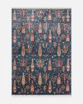 Oushak Carnaval 100% natürliche, leicht zu reinigende, handgefertigte TENCEL™ moderner Uşak-Teppich 08 NAVY TURQUOISE