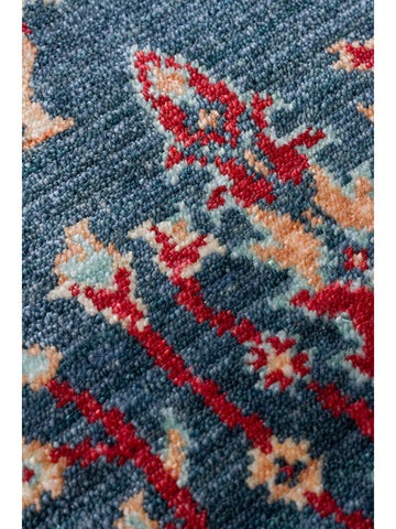 Oushak Carnaval 100% Natural Easy to Clean Handcrafted TENCEL™ Modern Uşak Rug 08 NAVY TURQUOISE
