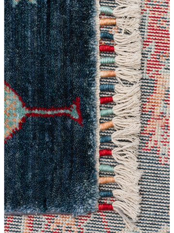 Oushak Carnaval 100% Natural Easy to Clean Handcrafted TENCEL™ Modern Uşak Rug 08 NAVY TURQUOISE
