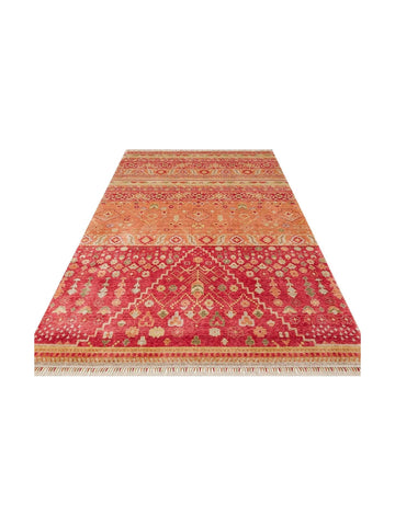 Oushak Carnaval سجادة أُشاق حديثة مصنوعة يدوياً من TENCEL™ 100% طبيعية سهلة التنظيف 17 RED AUTUMN
