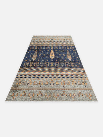 Ruggadocia Gabbe İndigo Tribal Desenli Halı detay