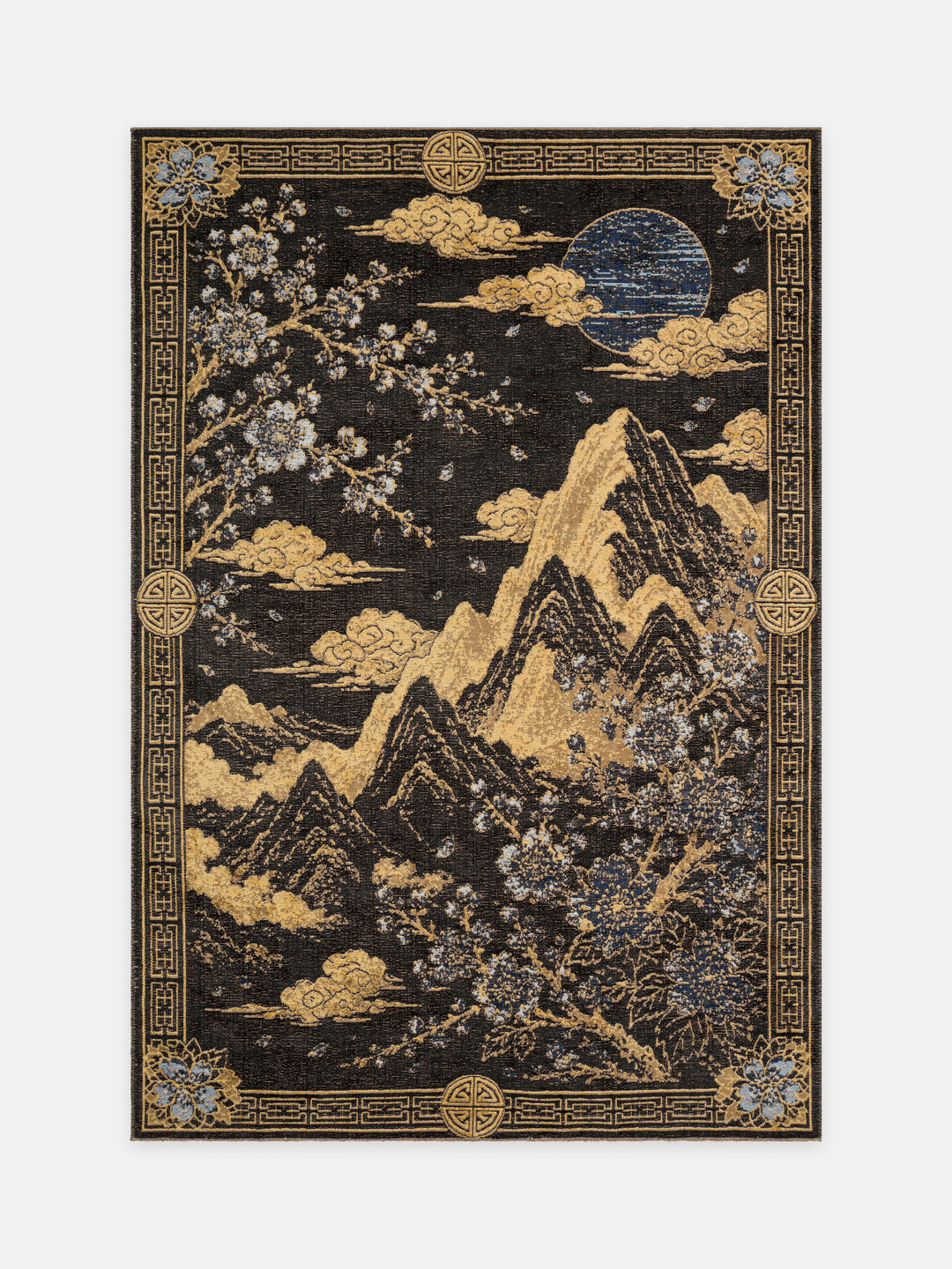 Ruggadocia Hokusai Sakura Dağ Desenli Halı kuşbakışı