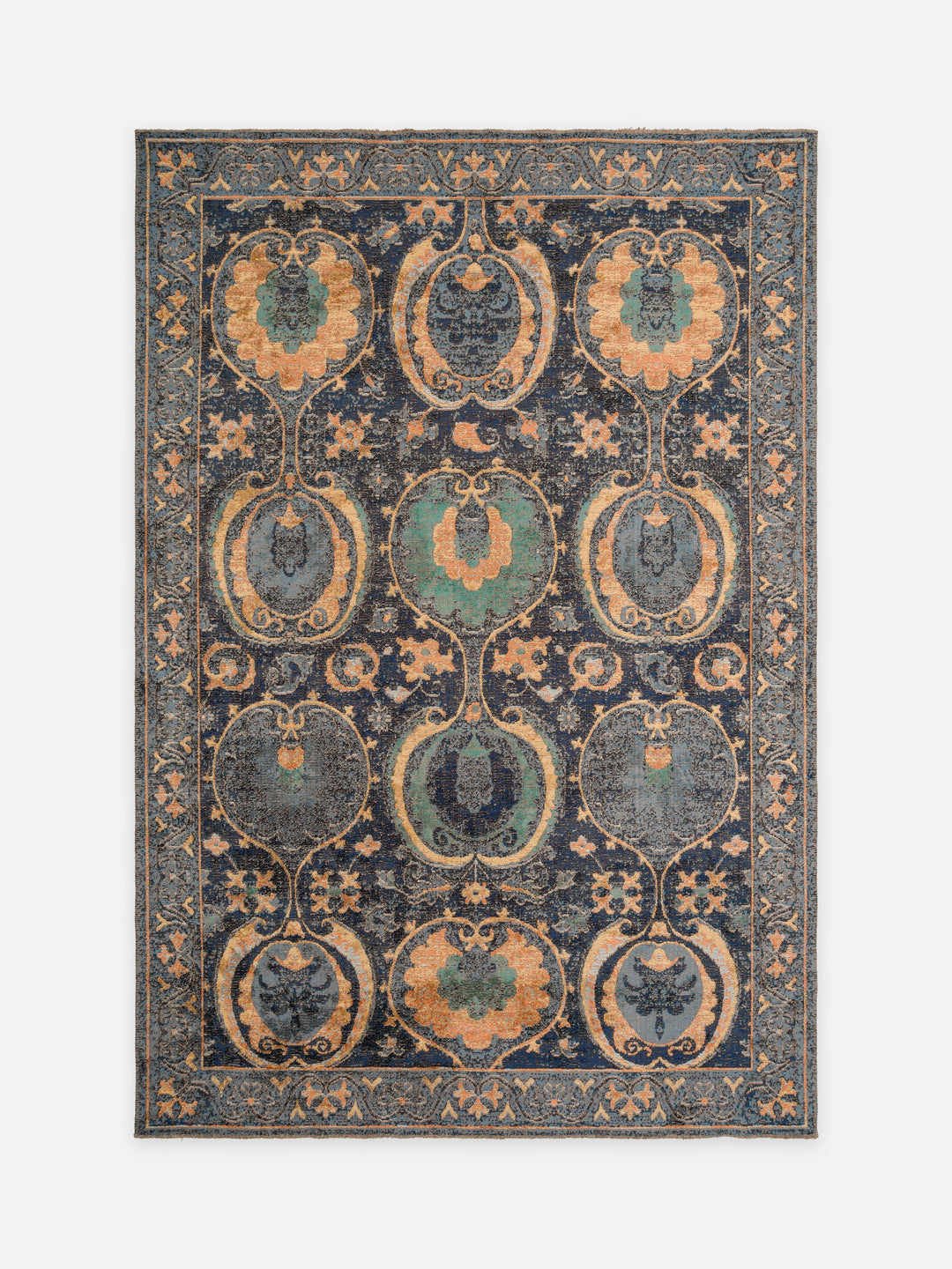 Ruggadocia Khotan Kartuş Desenli Halı kuşbakışı