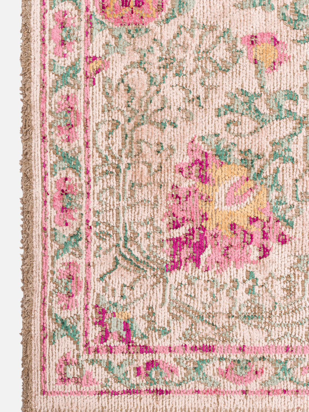 Ruggadocia Mahal Pembe Çiçek Desenli Halı Somon detay