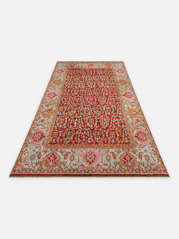 Ruggadocia Tebriz Bordo Çiçek Desenli Halı detay