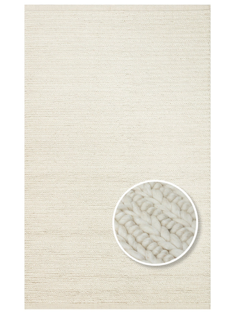 Woolstar 100% Natural Sweater Pattern Living Room Hallway Entrance Handwoven Knit Rug 07 WHITE