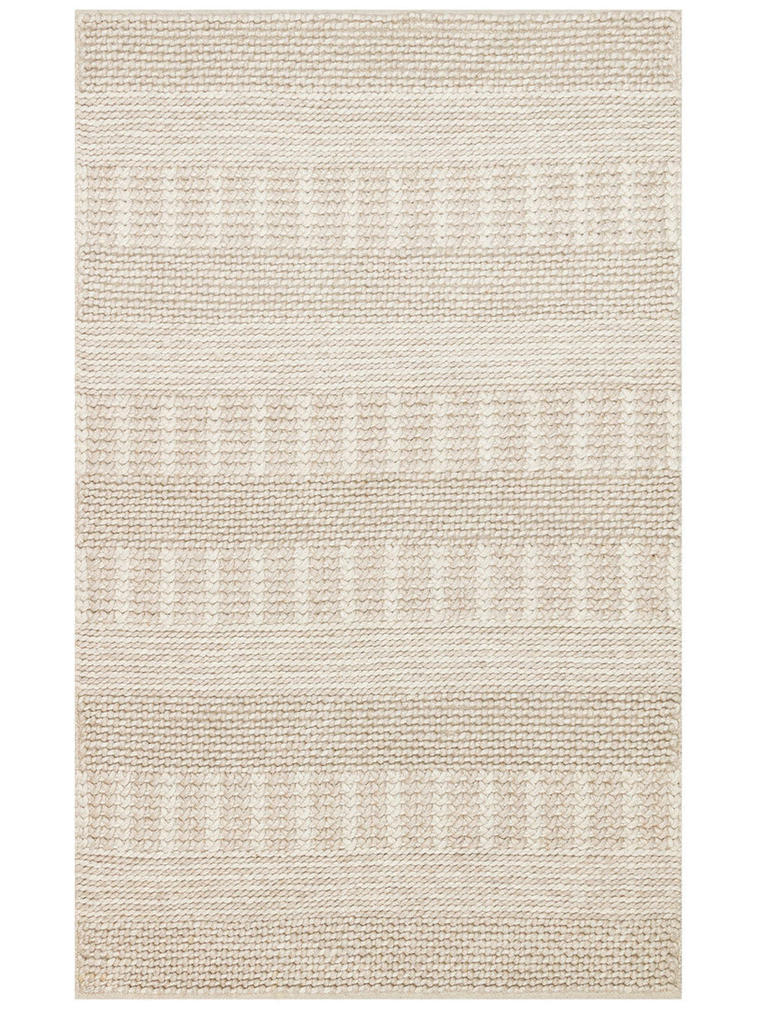 Woolstar %100 Naturel Kazak Desenli Salon Oturma Odası Koridor Antre El Dokuma Örgü Halı J352 BEIGE - Carpetdocia