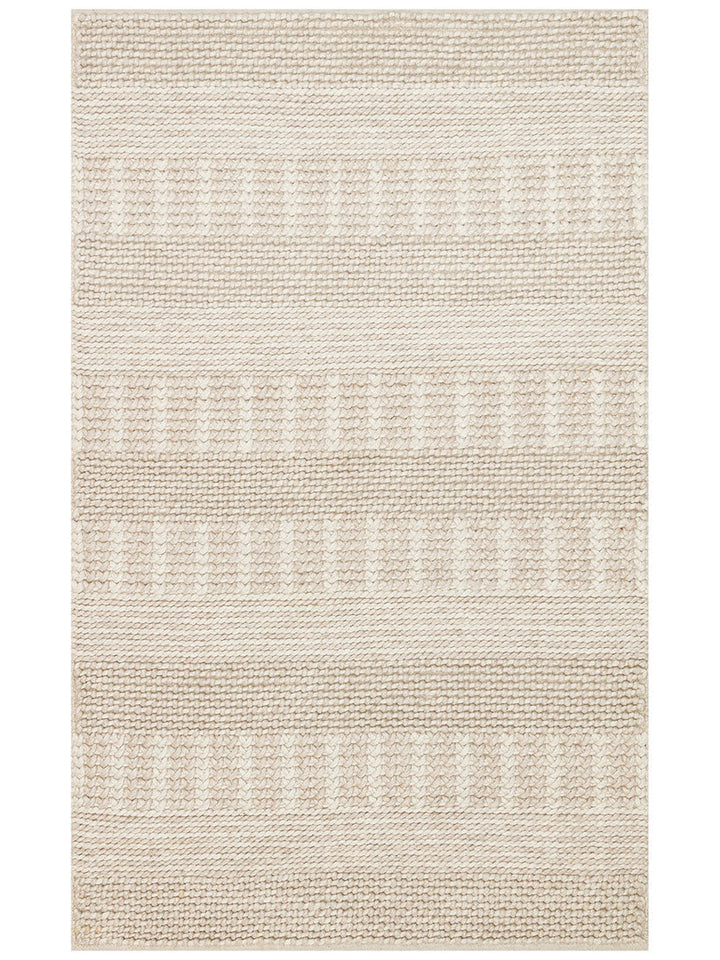 Woolstar %100 Naturel Kazak Desenli Salon Oturma Odası Koridor Antre El Dokuma Örgü Halı J352 BEIGE - Carpetdocia