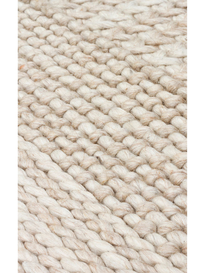 Woolstar %100 Naturel Kazak Desenli Salon Oturma Odası Koridor Antre El Dokuma Örgü Halı J352 BEIGE - Carpetdocia