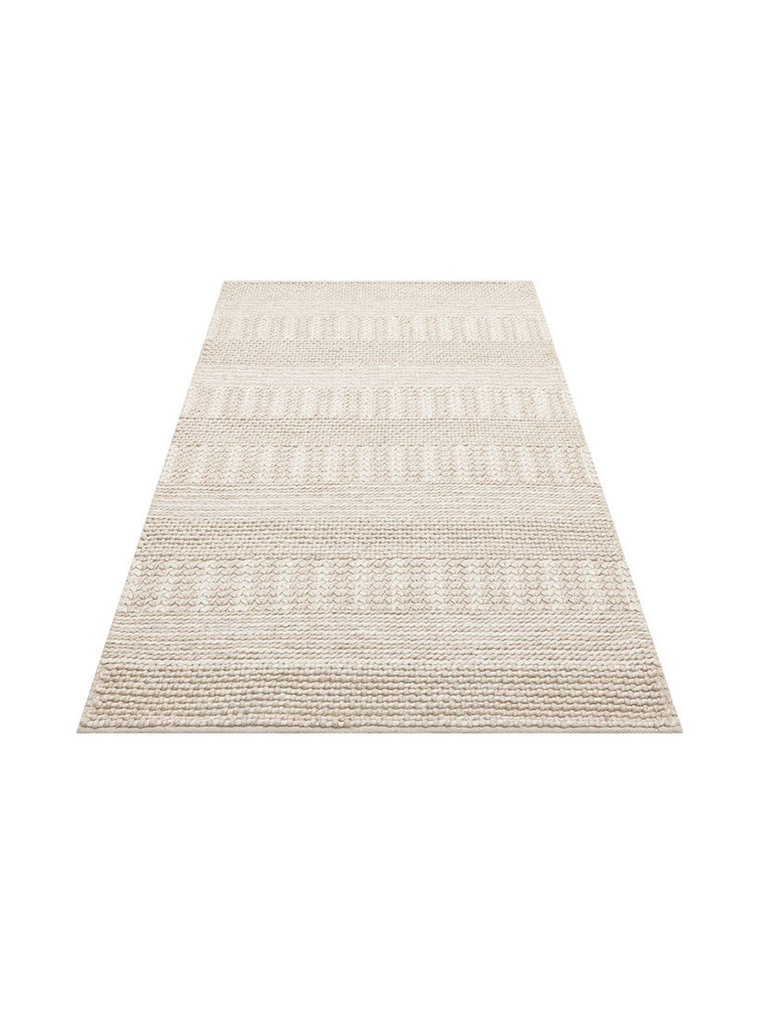 Woolstar %100 Naturel Kazak Desenli Salon Oturma Odası Koridor Antre El Dokuma Örgü Halı J352 BEIGE - Carpetdocia