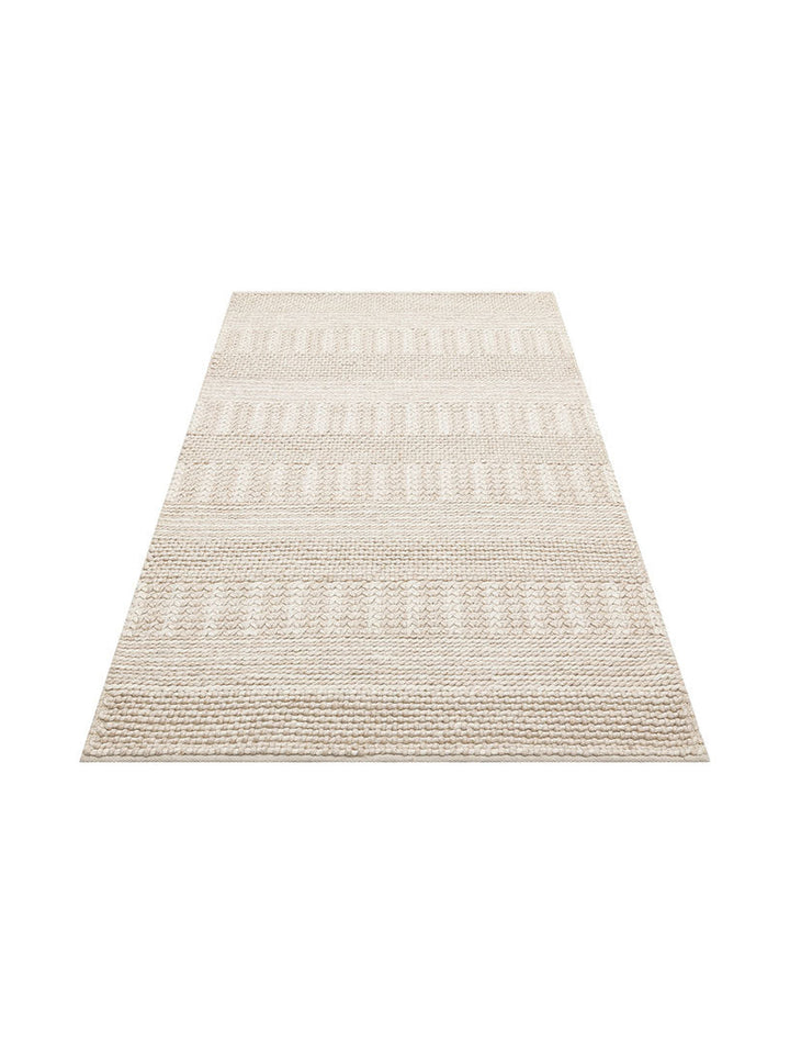 Woolstar %100 Naturel Kazak Desenli Salon Oturma Odası Koridor Antre El Dokuma Örgü Halı J352 BEIGE - Carpetdocia